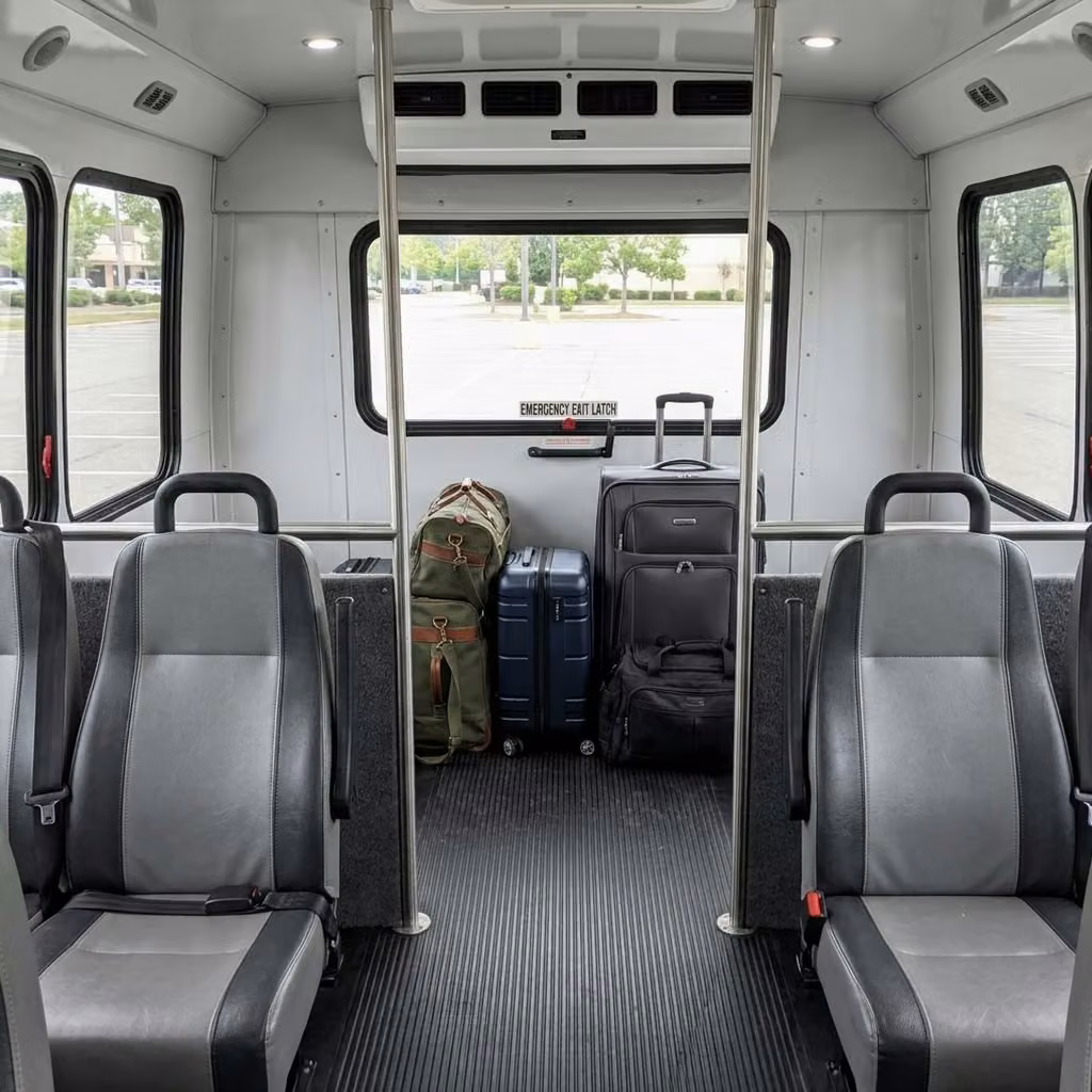east palo alto 28 passenger minibus luggage area
