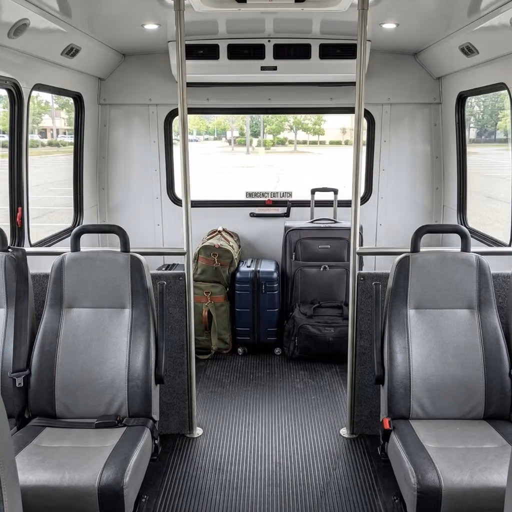 east palo alto 35 passenger minibus luggage area